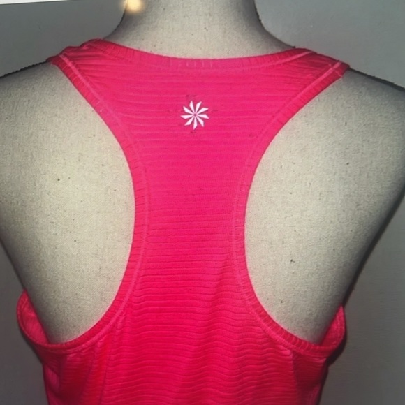 ATHLETA Shadow Stripe Chi Racerback Tank Top Hot Pink color. - Picture 5 of 7